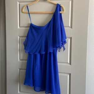Ya Los Angeles royal blue one shoulder dress, size S, gently used